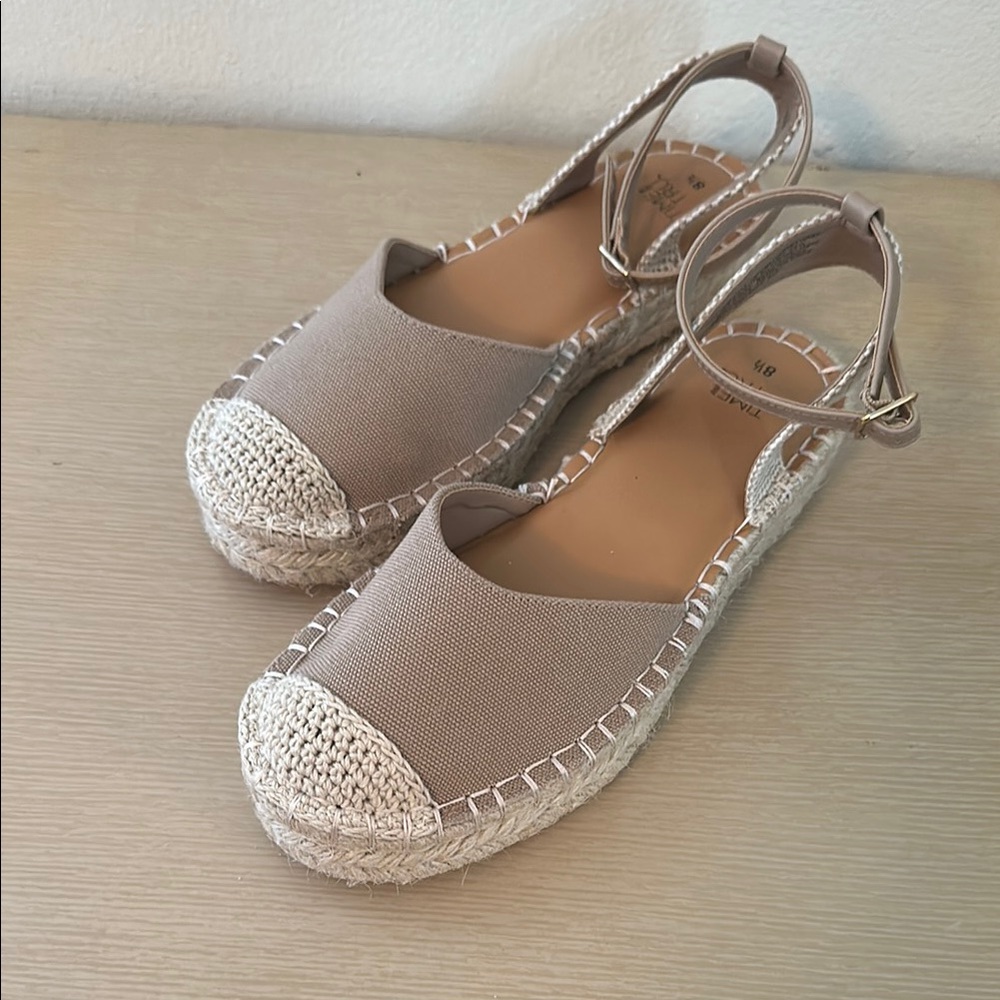 Time and Tru Beige Espadrille Sandals Womens sz 8.5 NWOT